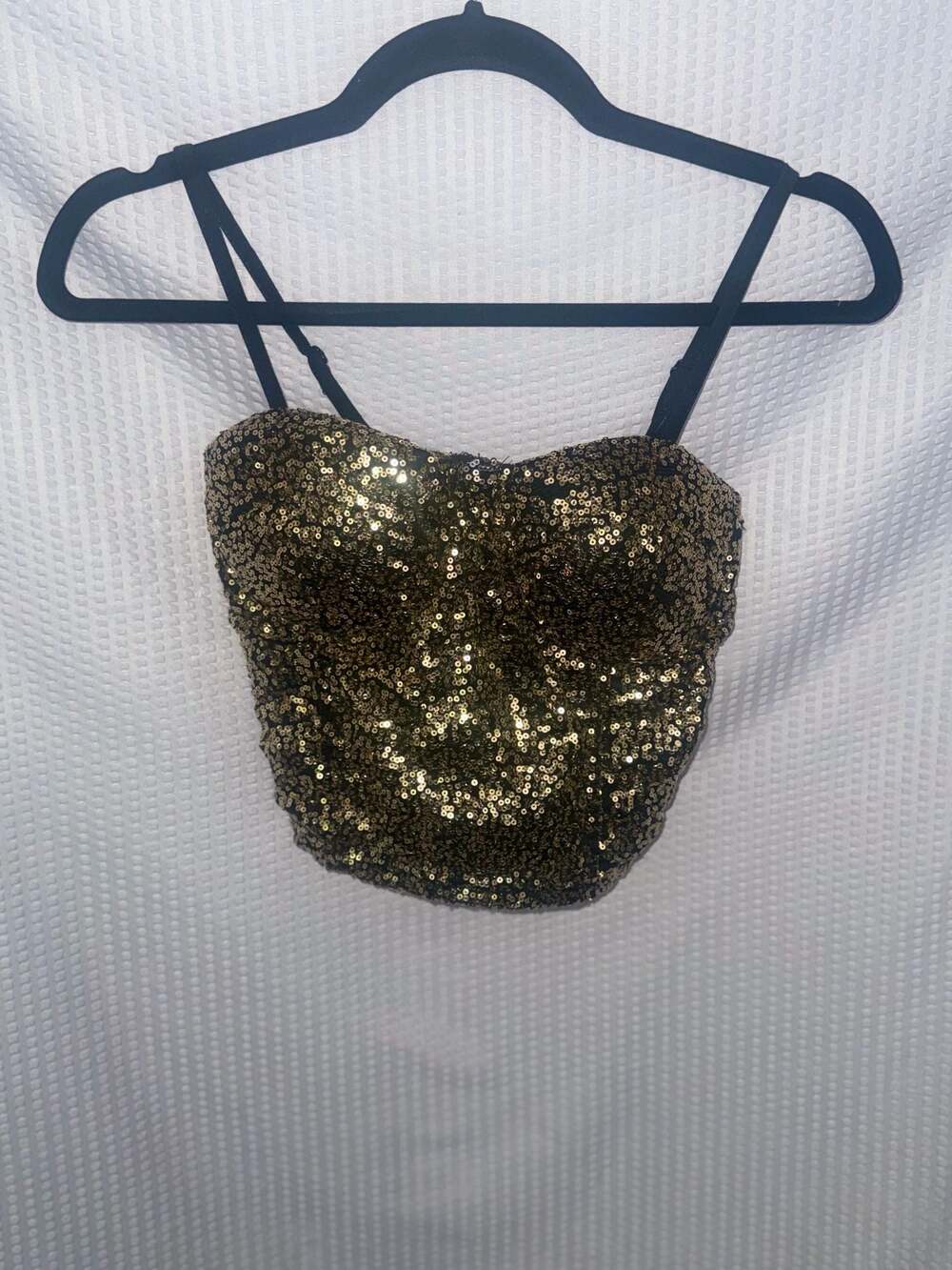 H&M Gold Sequin Bustier Crop Top
